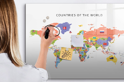 Magnetic dry erase board Map of flags