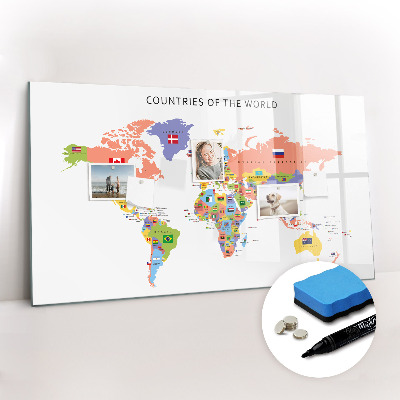 Magnetic dry erase board Map of flags