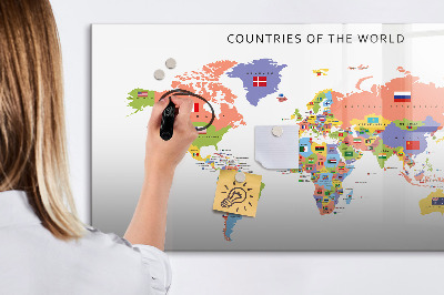 Magnetic dry erase board Map of flags
