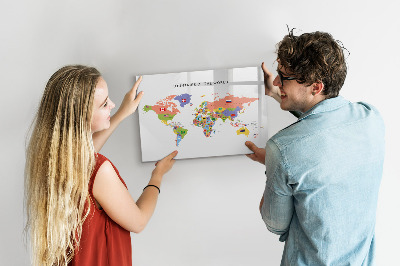 Magnetic dry erase board Map of flags