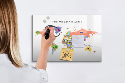 Magnetic dry erase board Map of flags