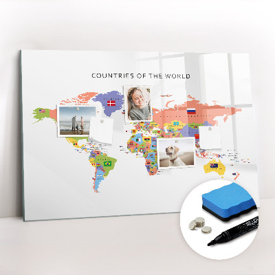 Magnetic dry erase board Map of flags