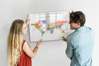Magnetic dry erase board Map of flags