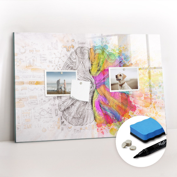Dry erase magnetic board Abstract brain