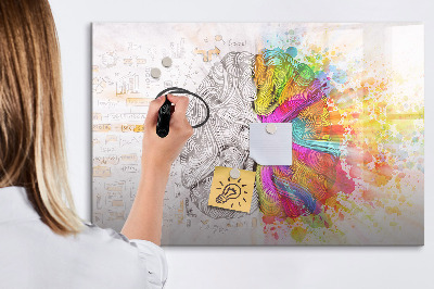 Magnetic board with marker Abstract brain