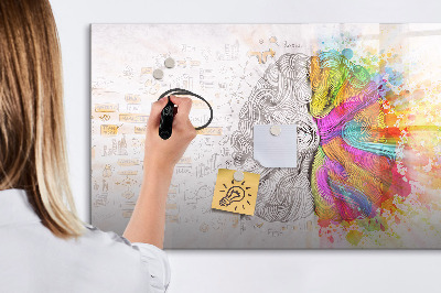 Magnetic board with marker Abstract brain