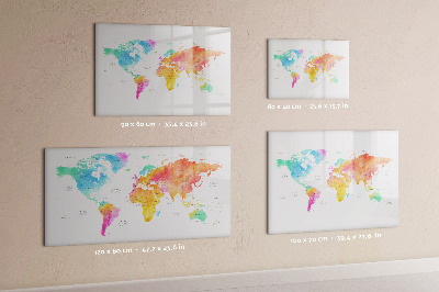 Magnetic board for drawing Watercolor map of the world