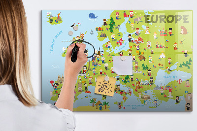 Magnetic board with marker World map with flags