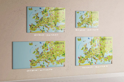 Dry erase magnetic board World map with flags