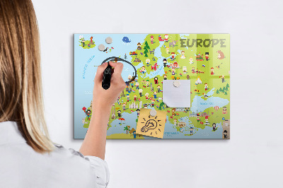 Dry erase magnetic board World map with flags