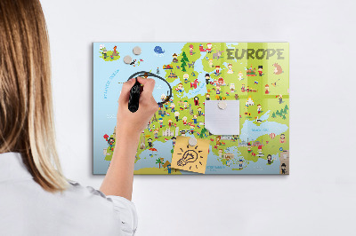 Magnetic board with marker World map with flags