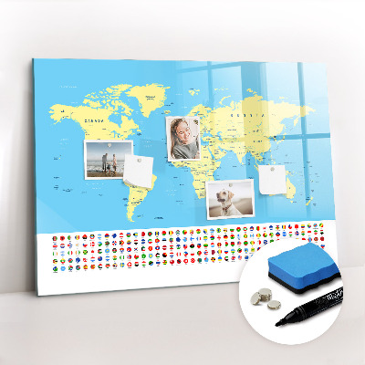 Magnetic board for drawing Classic map of the world