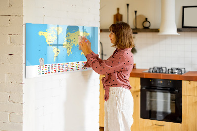 Dry erase magnetic board Classic map of the world