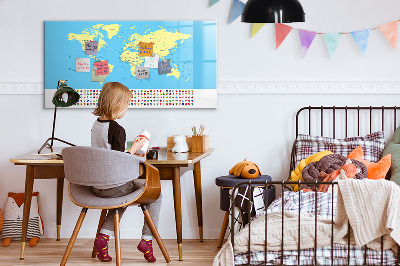 Dry erase magnetic board Classic map of the world