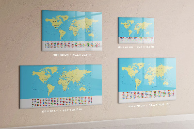 Dry erase magnetic board Classic map of the world