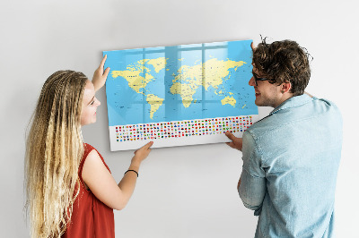 Dry erase magnetic board Classic map of the world