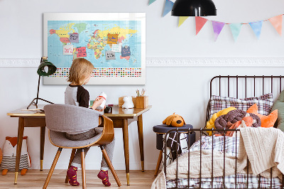 Magnetic dry erase board Geography map of the world