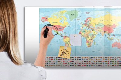 Magnetic dry erase board Geography map of the world