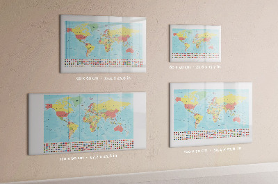 Magnetic dry erase board Geography map of the world