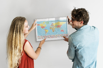 Magnetic dry erase board Geography map of the world