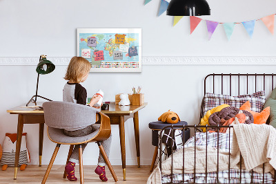 Magnetic dry erase board Geography map of the world