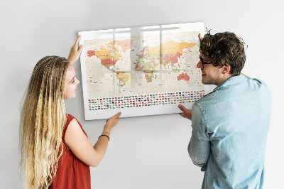 Dry erase magnetic board World map design