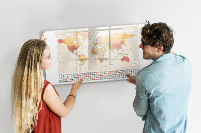 Dry erase magnetic board World map design