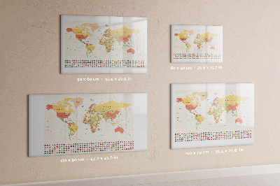 Dry erase magnetic board World map design