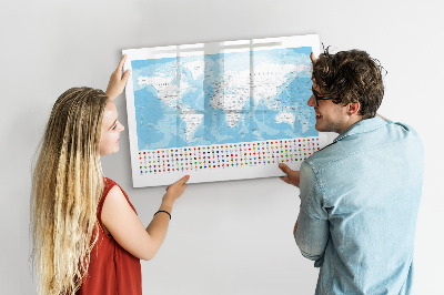 Magnetic dry erase board Illustration of the map of the continents