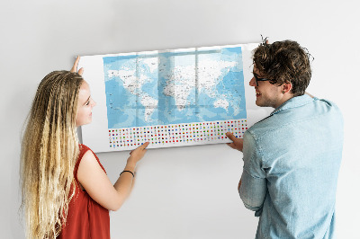 Magnetic board with marker Illustration of the map of the continents