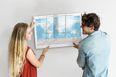 Magnetic board with marker Illustration of the map of the continents