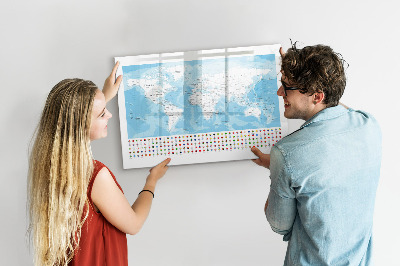 Magnetic dry erase board Illustration of the map of the continents