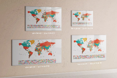 Dry erase magnetic board Colorful map of the world