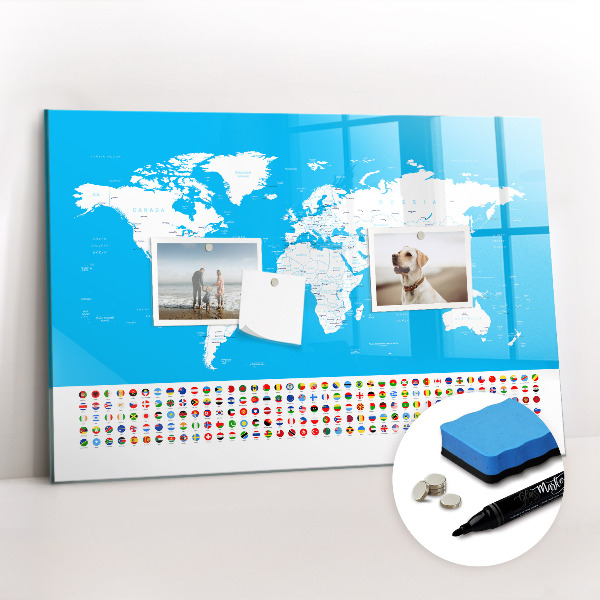 Magnetic dry erase board Contour map of countries