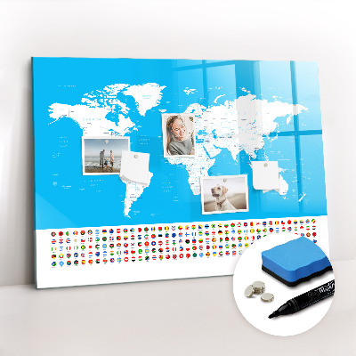Magnetic dry erase board Contour map of countries