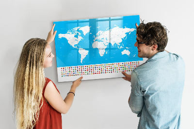 Magnetic dry erase board Contour map of countries