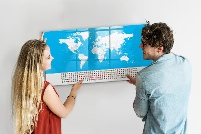 Magnetic dry erase board Contour map of countries