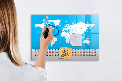 Magnetic dry erase board Contour map of countries