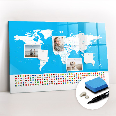 Magnetic dry erase board Contour map of countries