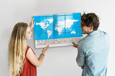 Magnetic dry erase board Contour map of countries