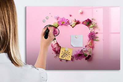 Dry erase magnetic board Heart of flowers