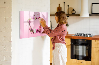 Magnetic board for writing Heart of flowers