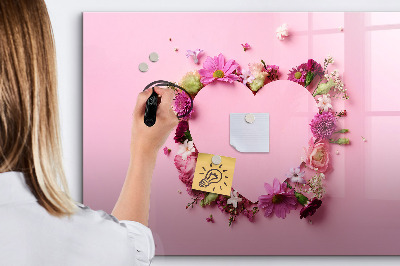 Dry erase magnetic board Heart of flowers