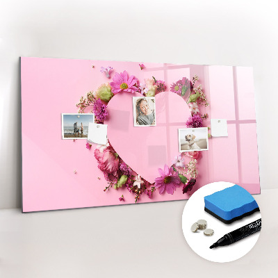 Dry erase magnetic board Heart of flowers