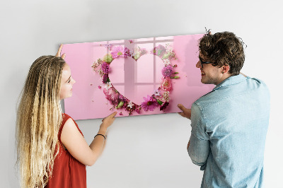 Magnetic board for writing Heart of flowers