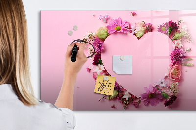 Dry erase magnetic board Heart of flowers