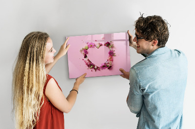Dry erase magnetic board Heart of flowers