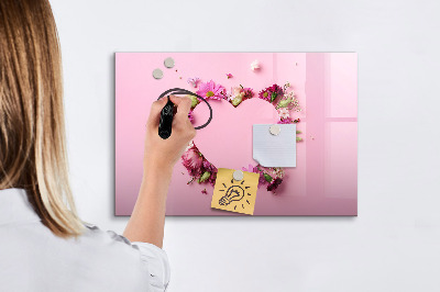 Dry erase magnetic board Heart of flowers