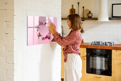 Dry erase magnetic board Heart of flowers