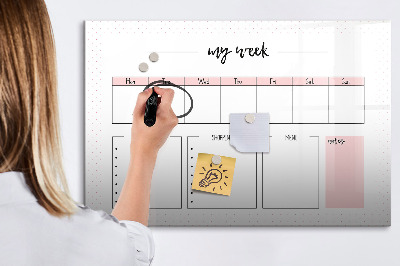 Magnetic board with marker My weekly planner